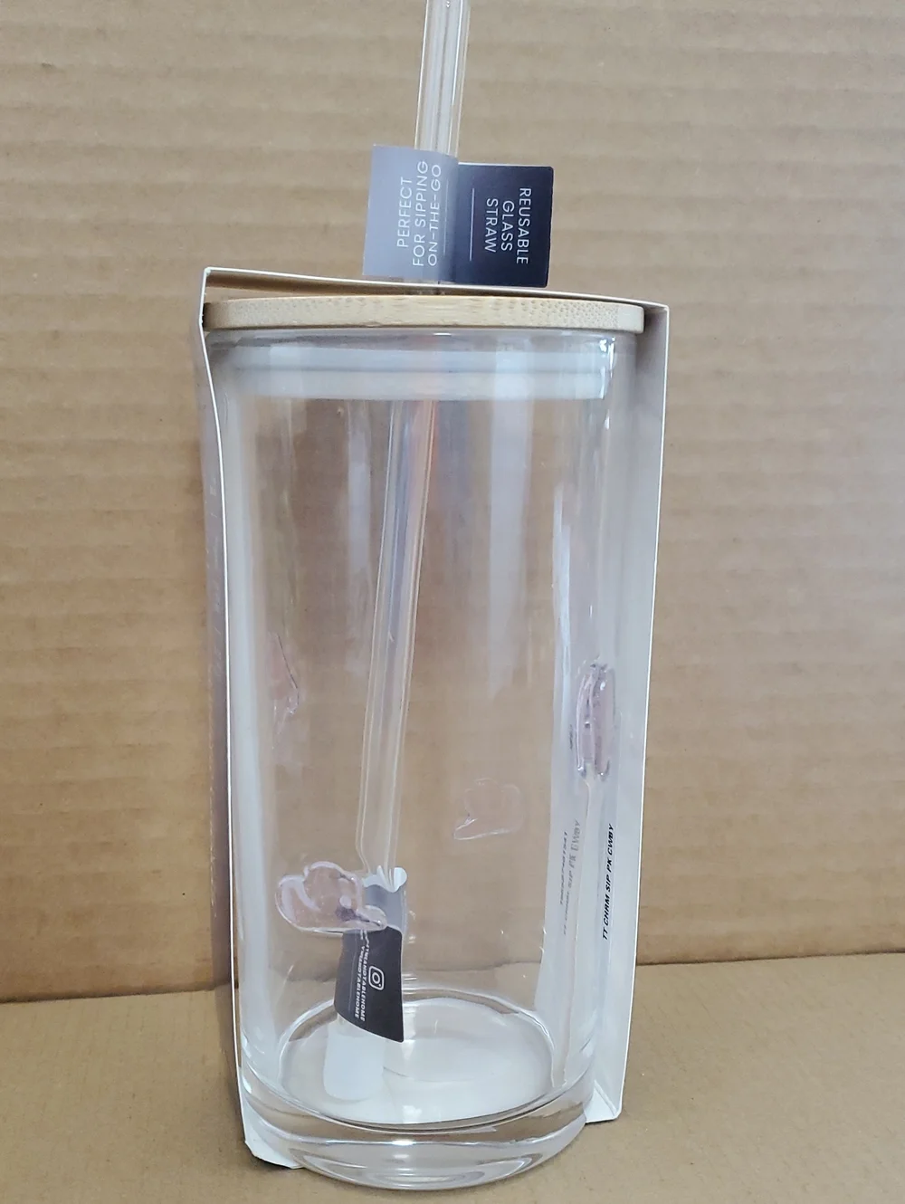 Thyme & Table Cowboy Charm Glass Tumbler with Straw